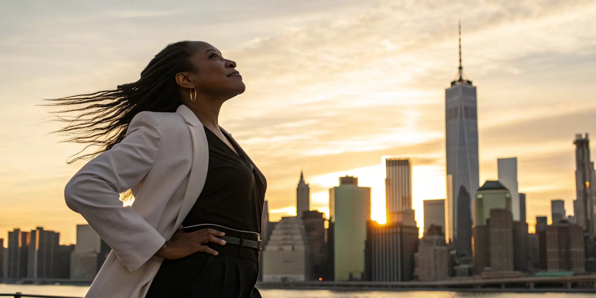 Woman in a city researching where to find the best quality wigs near her.