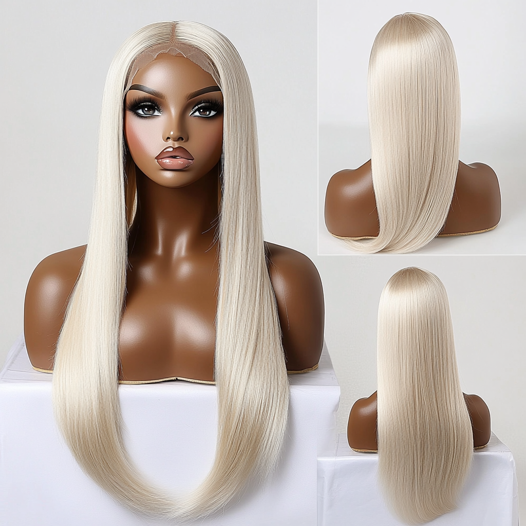 Jamie – 20" 13x6 HD Lace Front Wig – Glueless, Color 60 Platinum Blonde, 100% Human Hair, Silky Straight