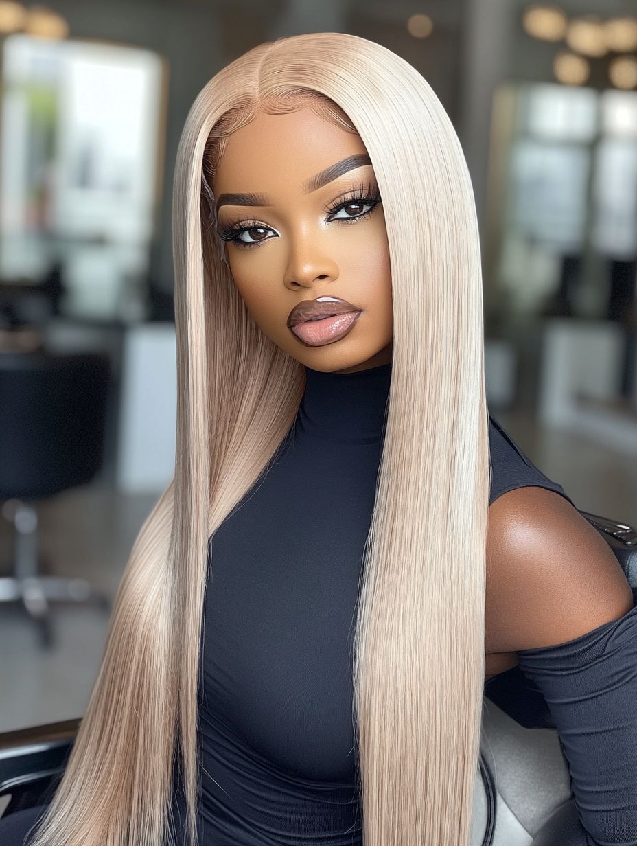 Jamie – 20" 13x6 HD Lace Front Wig – Glueless, Color 60 Platinum Blonde, 100% Human Hair, Silky Straight