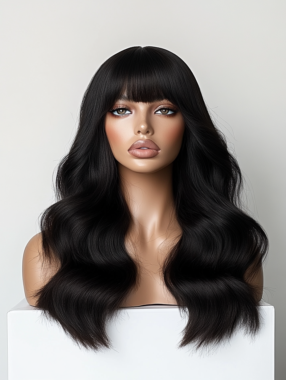 Jessica 20" Black 7x7 HD Lace Body Wave Wig with Bangs β European Collection