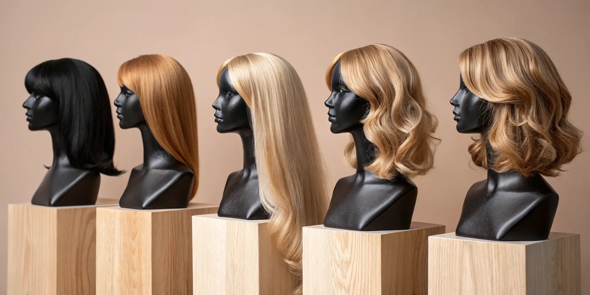 Natural-looking honey blonde wigs in a variety of styles and shades.
