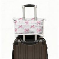 "Pink Bows" Plush Travel Blanket with Matching Case