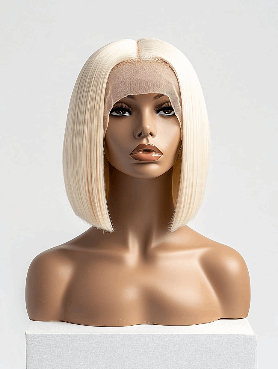 Zara – 12” Platinum Blonde Bob | 100% Remy Human Hair | 13x6 HD & Transparent Lace 💇🏼‍♀️✨