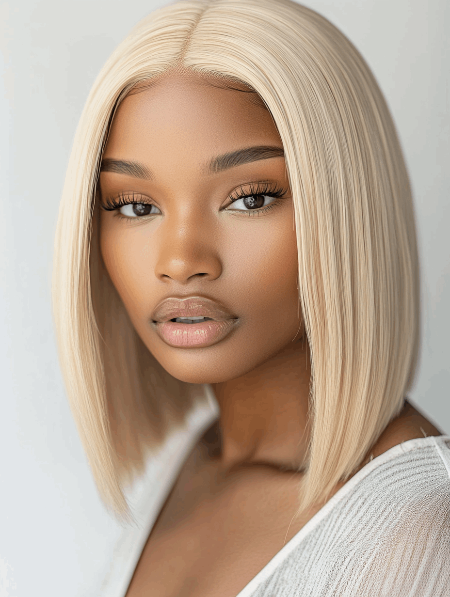 Zara – 12” Platinum Blonde Bob | 100% Remy Human Hair | 13x6 HD & Transparent Lace 💇🏼‍♀️✨