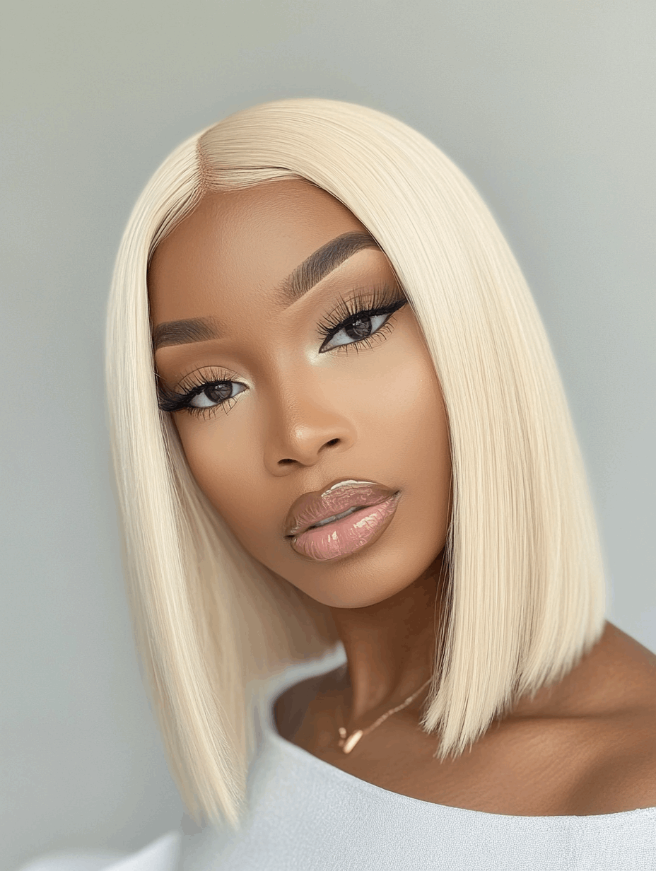 Zara – 12” Platinum Blonde Bob | 100% Remy Human Hair | 13x6 HD & Transparent Lace 💇🏼‍♀️✨