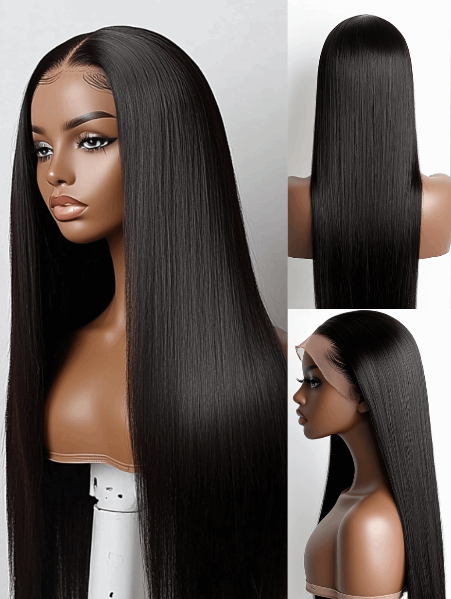 Naomi – 20” Straight Textured Human Hair Wig | HD & Transparent Lace 💇🏽‍♀️✨