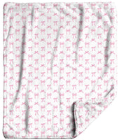 "Pink Bows" Plush Travel Blanket with Matching Case