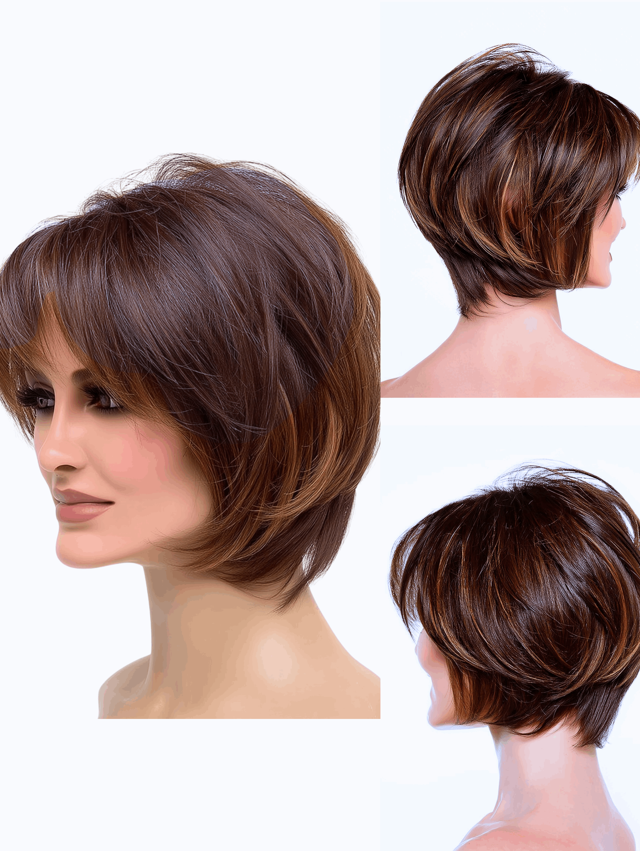 Tiffany – Short Sassy Layered Wig | Heat Defiant Human Hair- Hair Fiber Blend💇🏽‍♀️🔥