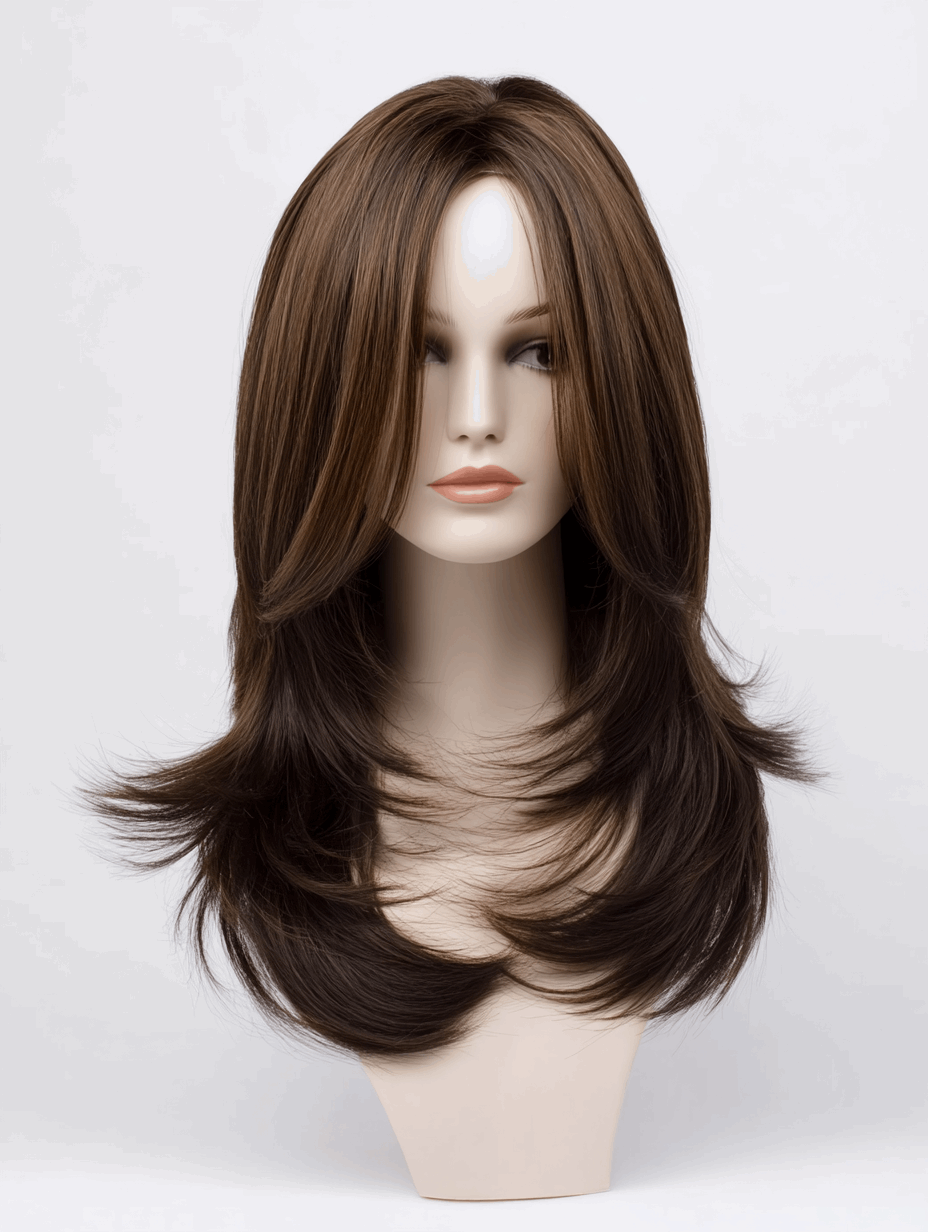Jasmine – Long Layered Wig |Human Hair - Hair Fiber Blend✨