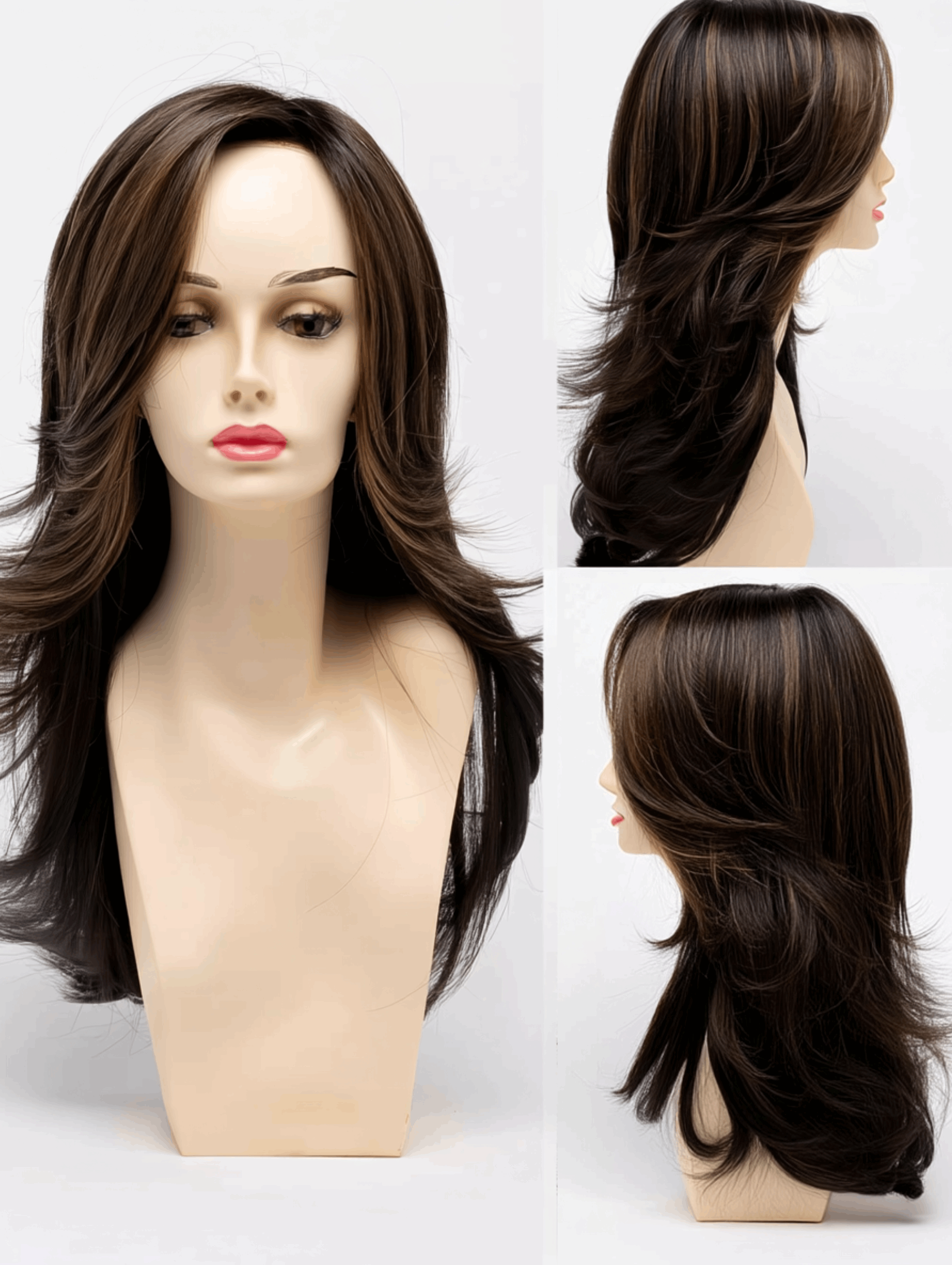 Jasmine – Long Layered Wig |Human Hair - Hair Fiber Blend✨