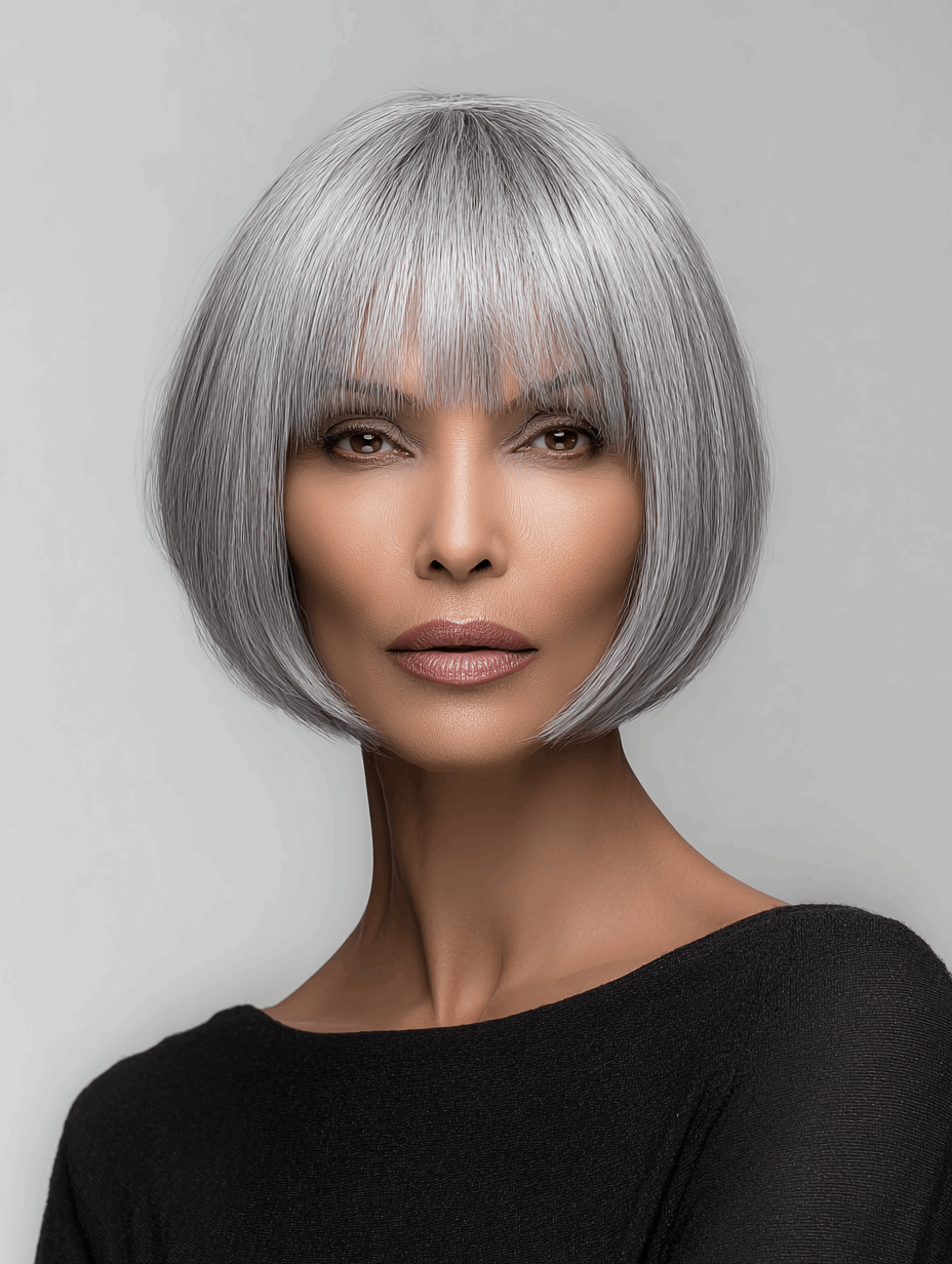 Jane – Classic Bob with Fringe | Heat Defiant Human Hair Blend 💇🏽‍♀️✨