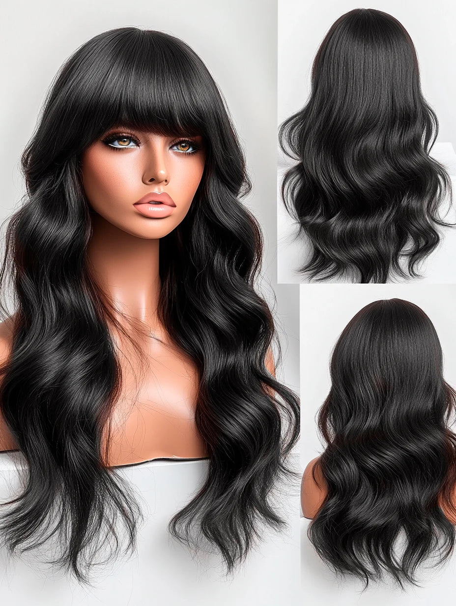 🔥 Brooklyn – Storm | 20” Body Wave with Bangs 🔥